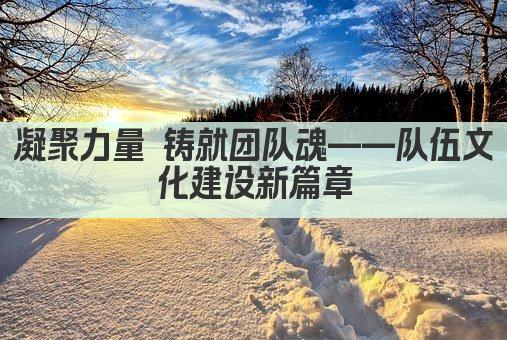 凝聚力量 铸就团队魂——队伍文化建设新篇章
