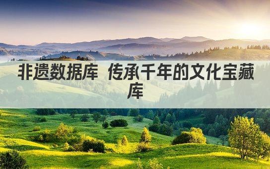 非遗数据库 传承千年的文化宝藏库
