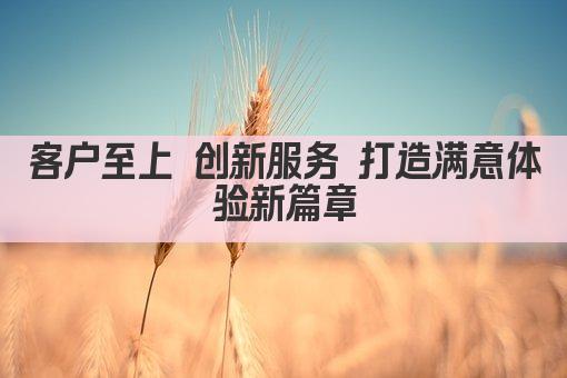 客户至上 创新服务 共赢未来 