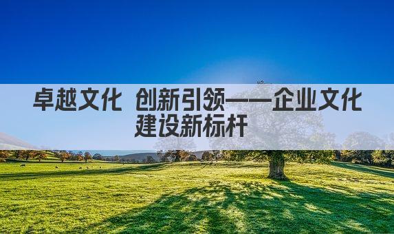 卓越文化 创新引领——企业文化建设新标杆 