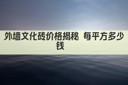 外墙文化砖价格揭秘 每平方多少钱  