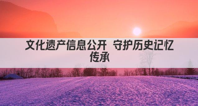 文化遗产信息公开 守护历史记忆传承