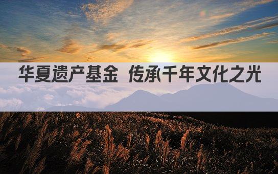 华夏遗产基金 传承千年文化之光 