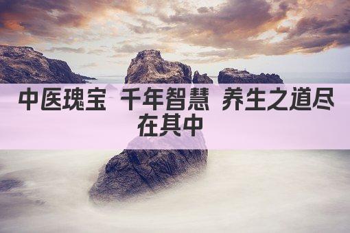中医瑰宝 千年智慧 养生之道尽在其中 