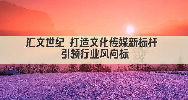 汇文世纪 打造文化传媒新标杆 引领行业风向标