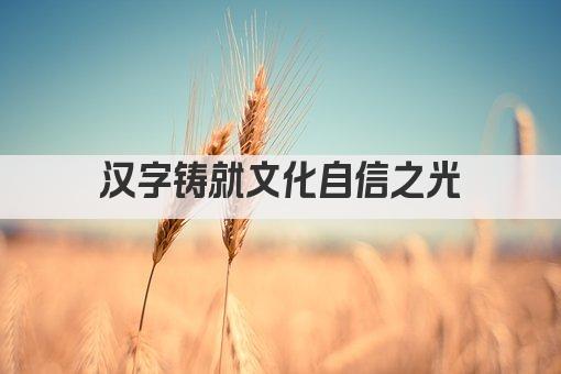 汉字铸就文化自信之光
