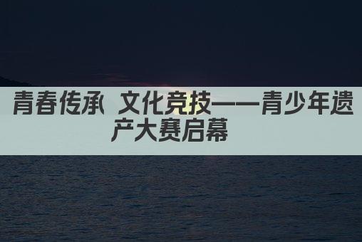 青春传承 文化竞技——青少年遗产大赛启幕  