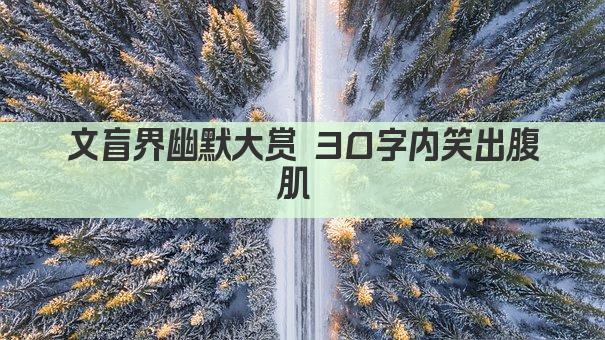 文盲界幽默大赏 30字内笑出腹肌 