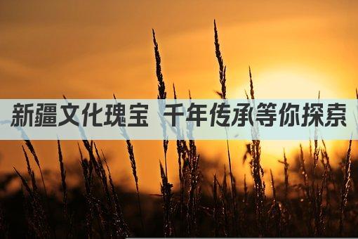 新疆文化瑰宝 千年传承等你探索
