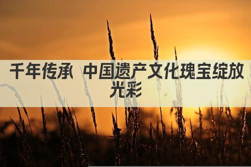 千年传承 中国遗产文化瑰宝绽放光彩