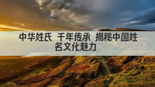 中华姓氏 千年传承 揭秘中国姓名文化魅力 