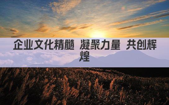 企业文化精髓 凝聚力量 共创辉煌